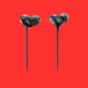a pair of earphones on a white background